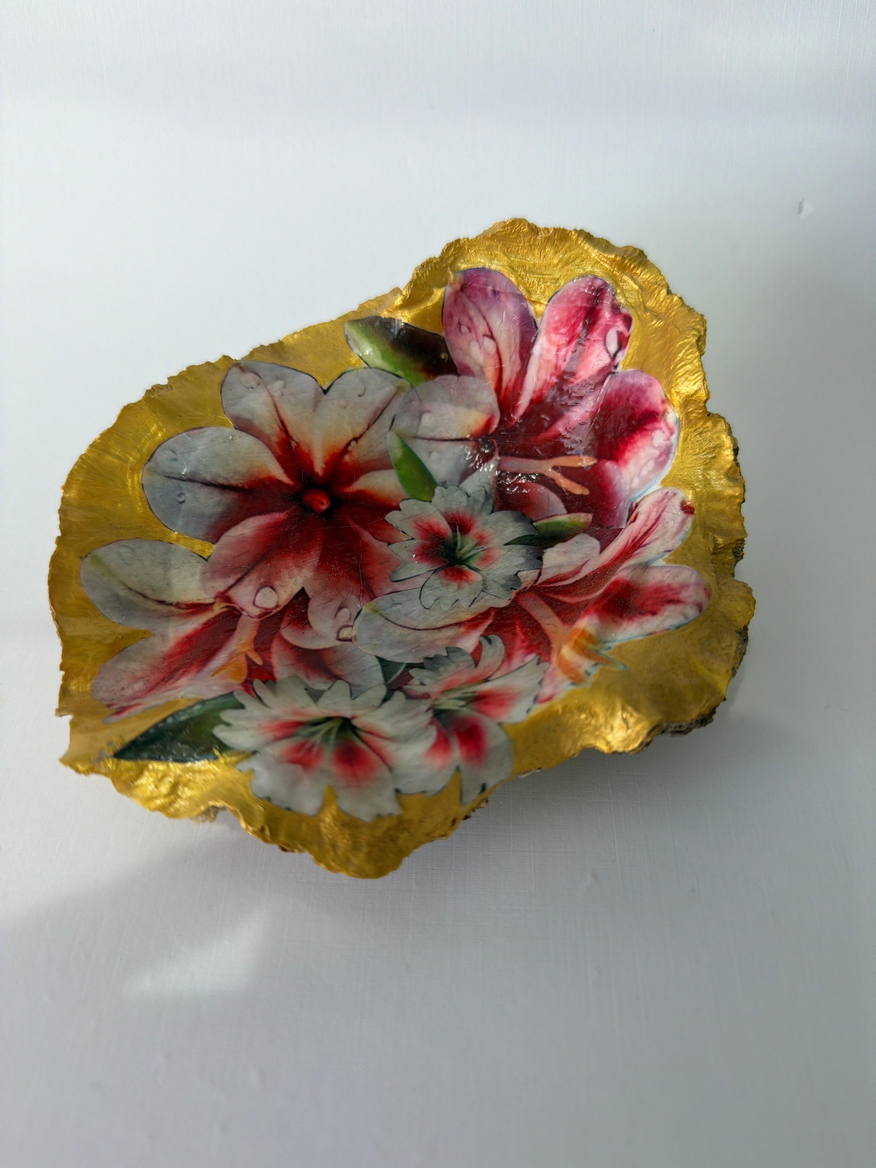 Oyster Art, jewelry tray, Shell trinket dish  5”