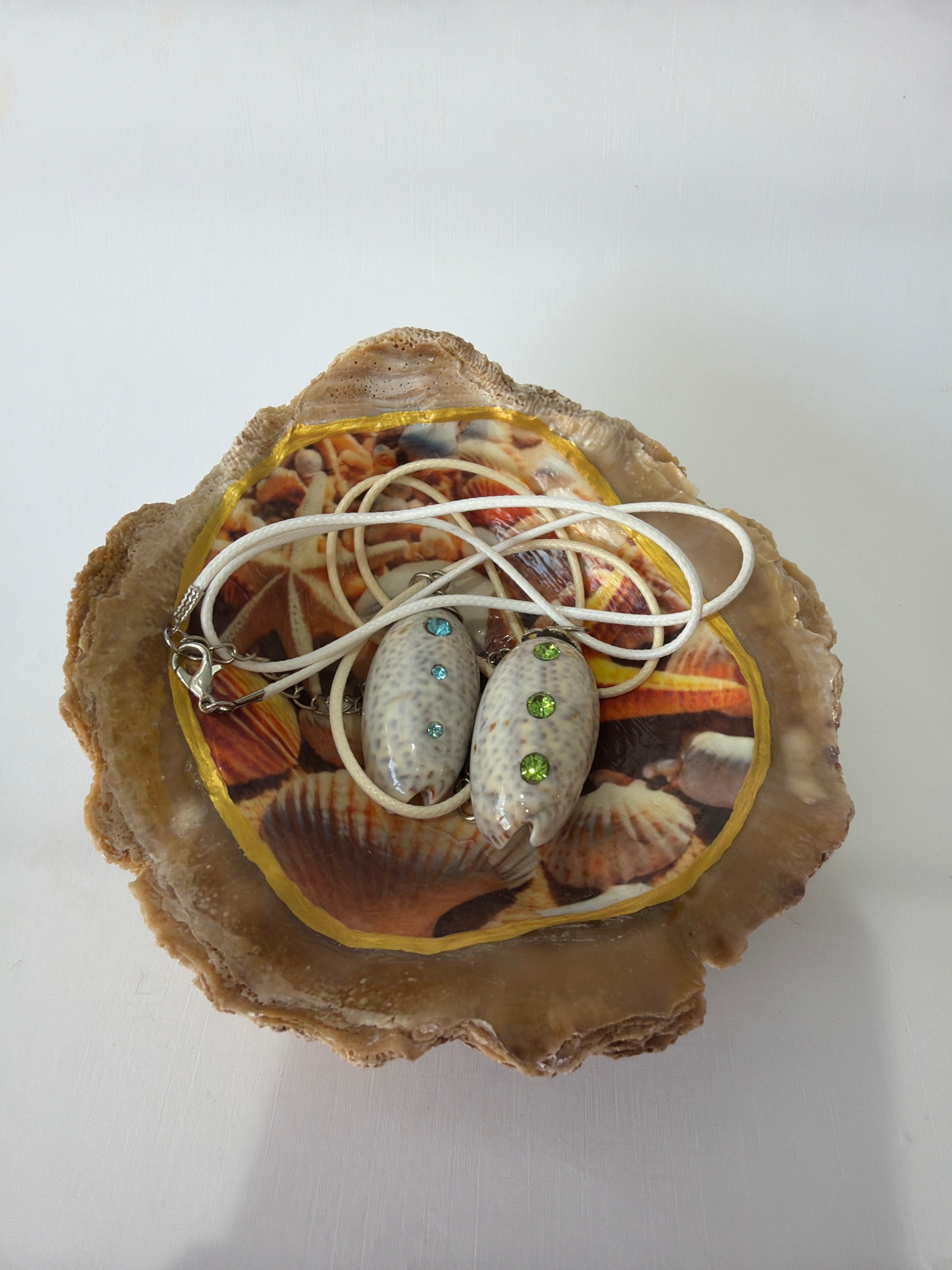 Oyster Art, jewelry tray shell trinket dish, 5”