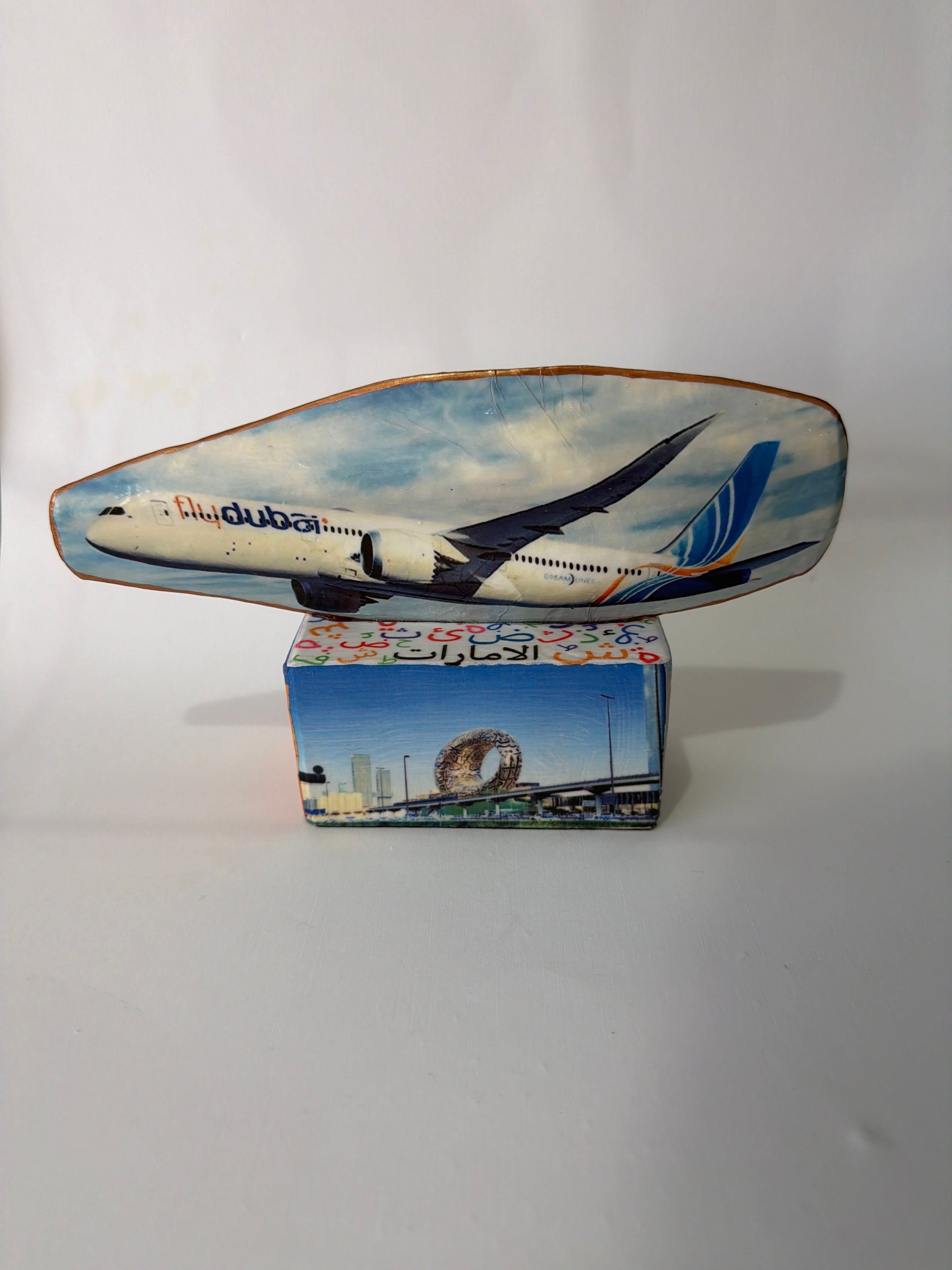 (Perfect Cuttlefish Art with wooden stand, Fly Dubai 8.8”