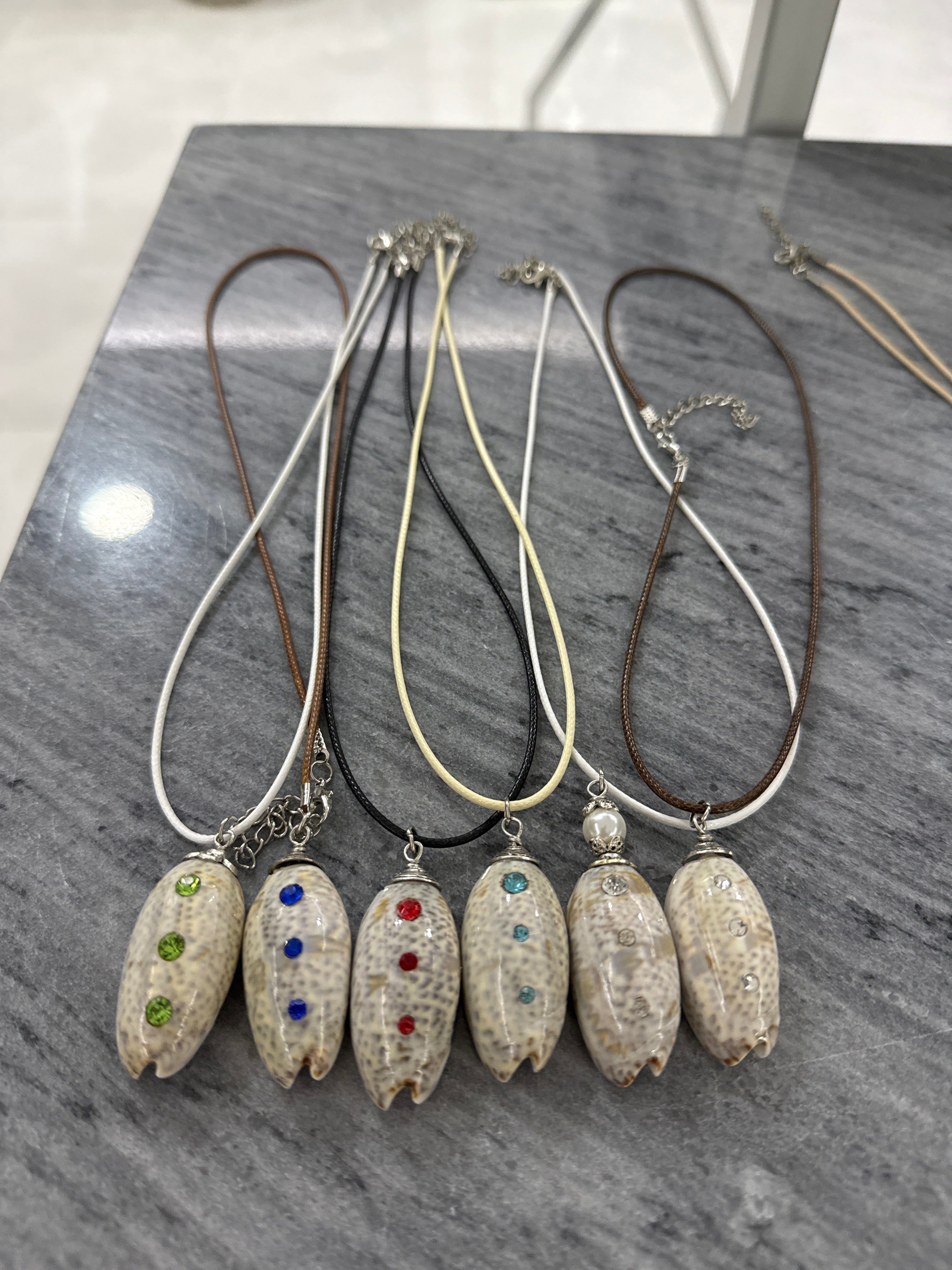 Jeweled Lucky Olive Necklace, Blue