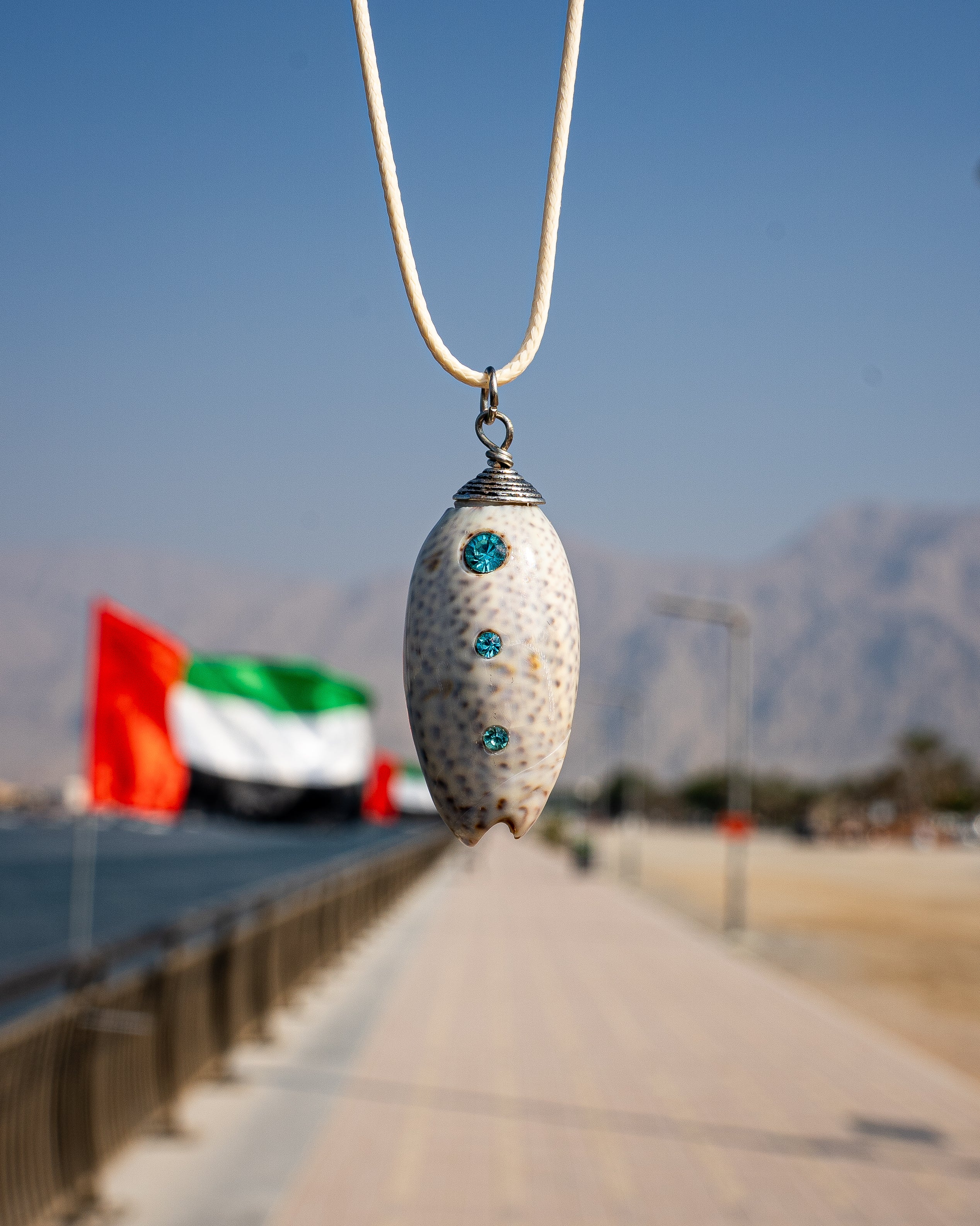 Jeweled Lucky Olive Necklace - Baby Blue