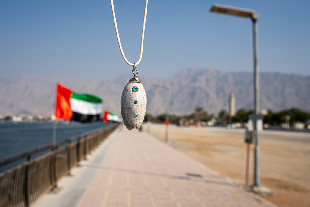 Jeweled Lucky Olive Necklace - Baby Blue