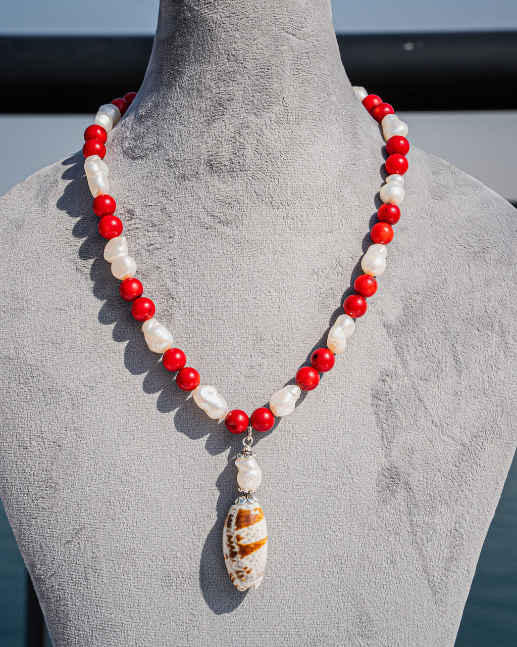 Choker Necklace - (Natural Red Coral)