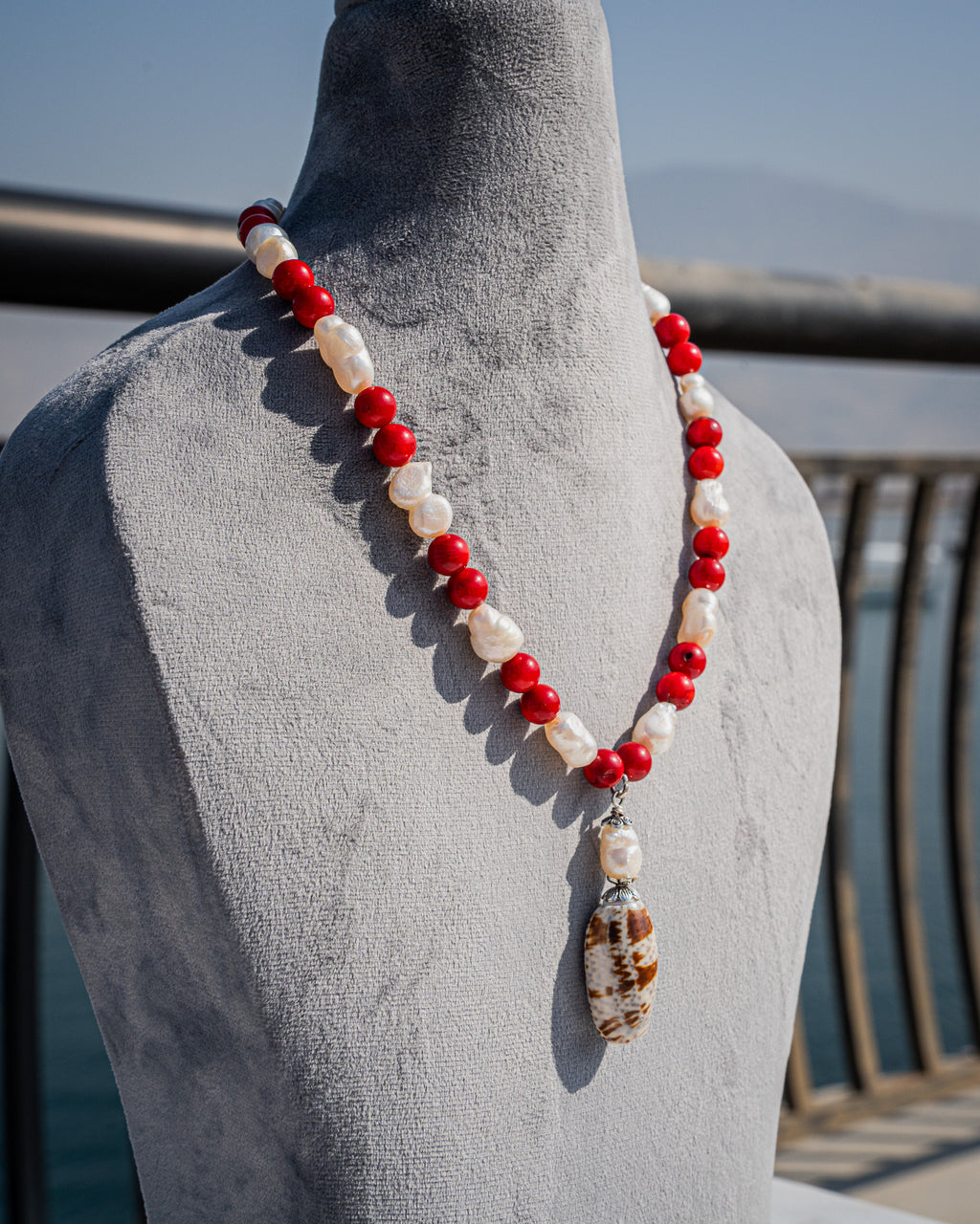 Choker Necklace - (Natural Red Coral)