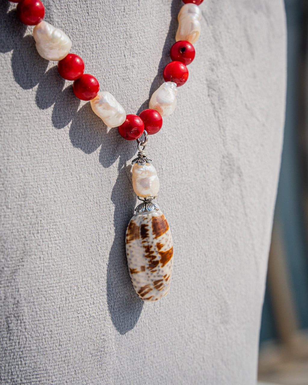 Choker Necklace - (Natural Red Coral)