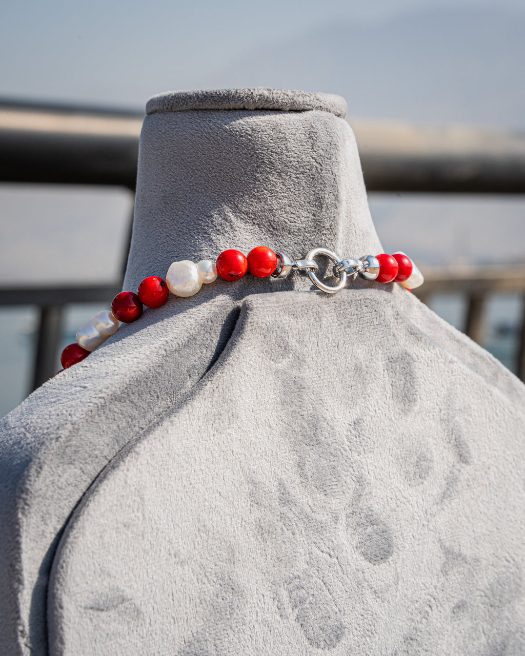 Choker Necklace - (Natural Red Coral)