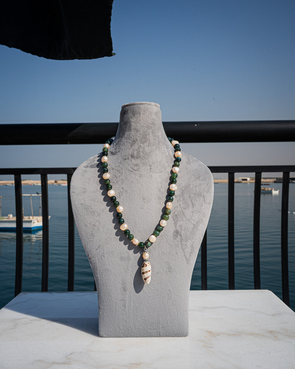 Choker Necklace - (Moss Agate)