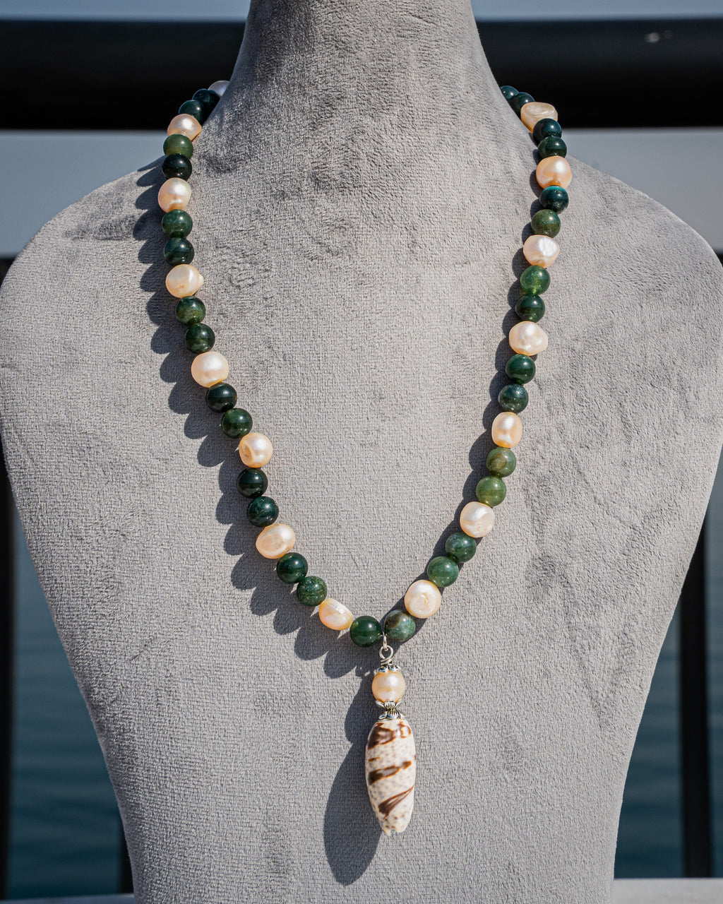 Choker Necklace - (Moss Agate)
