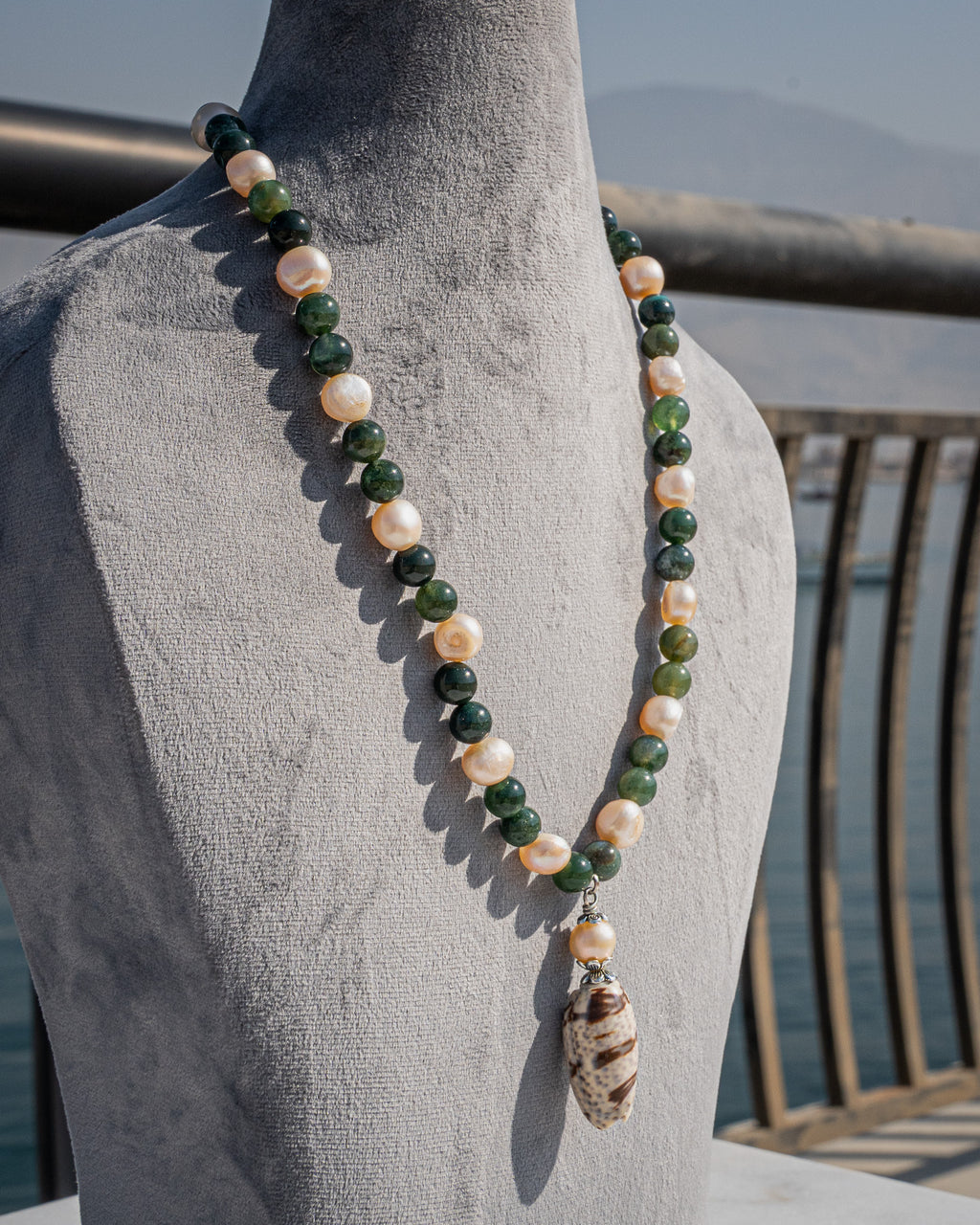 Choker Necklace - (Moss Agate)