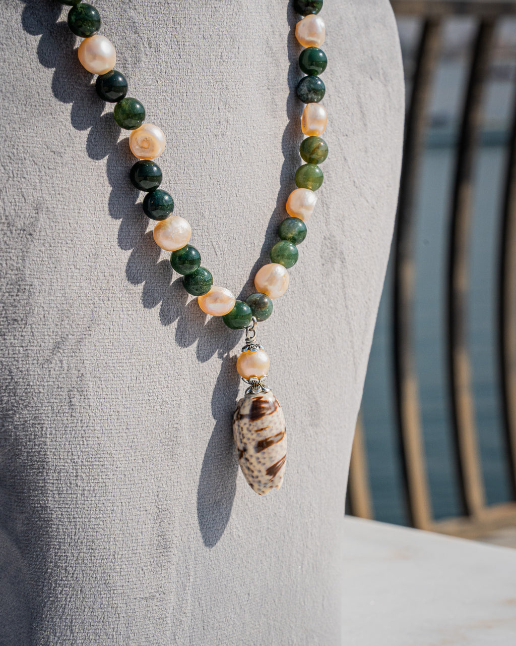Choker Necklace - (Moss Agate)