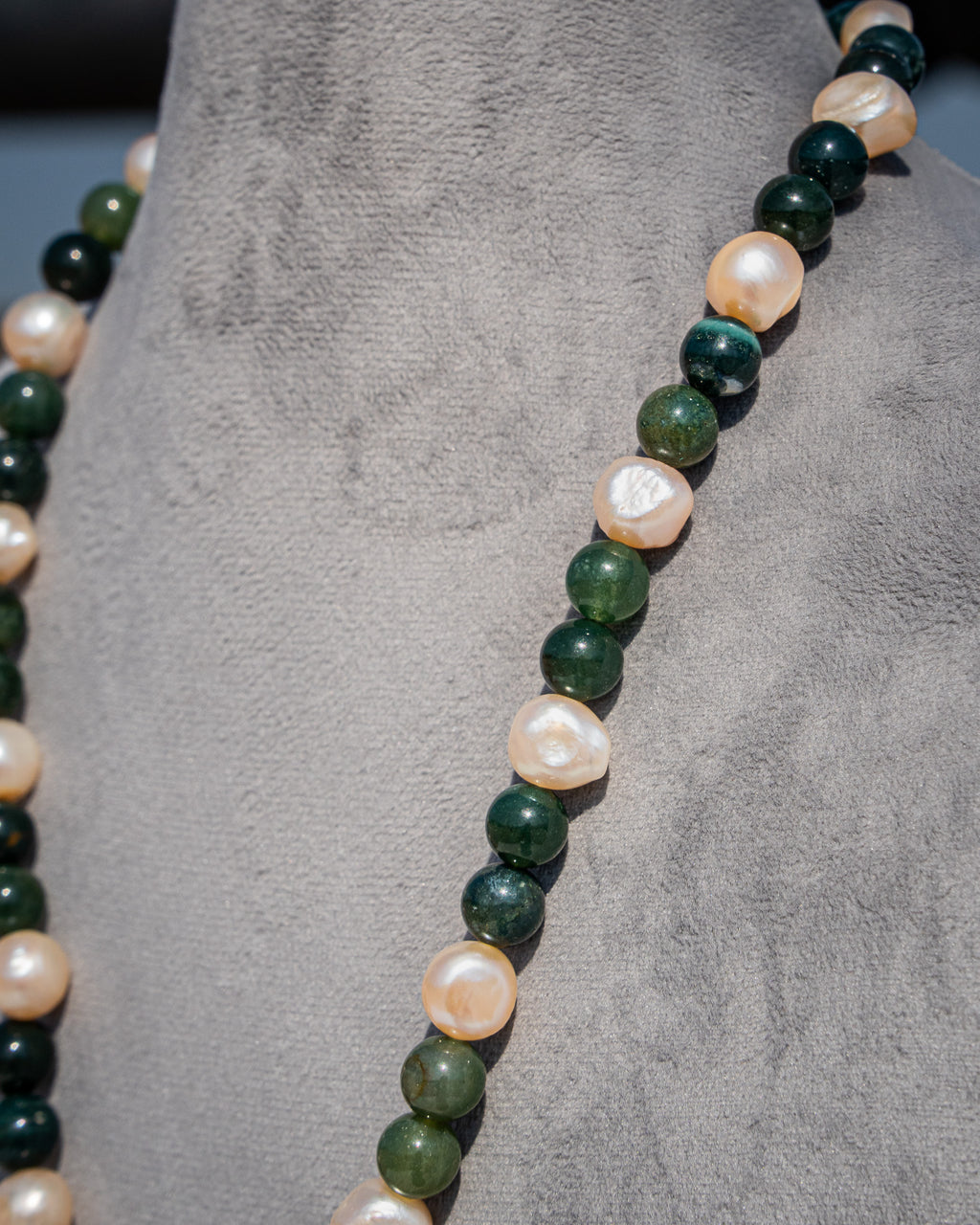Choker Necklace - (Moss Agate)