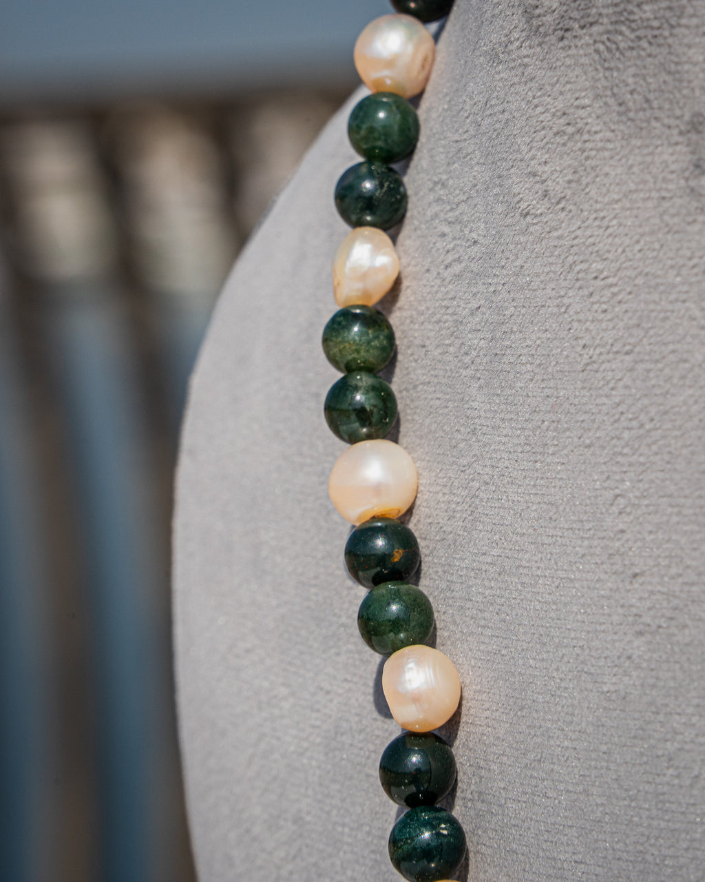 Choker Necklace - (Moss Agate)