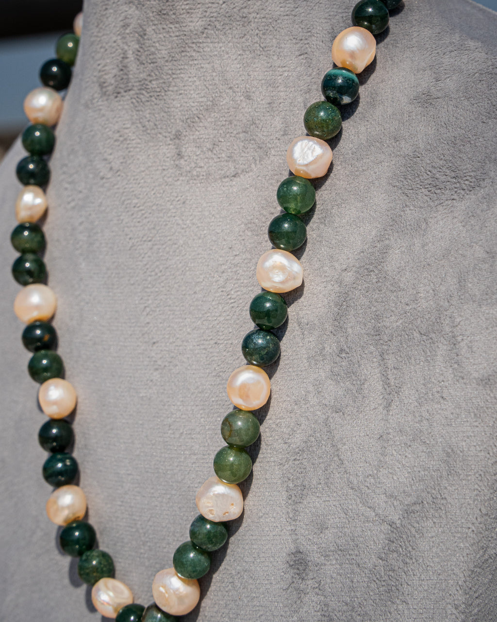 Choker Necklace - (Moss Agate)