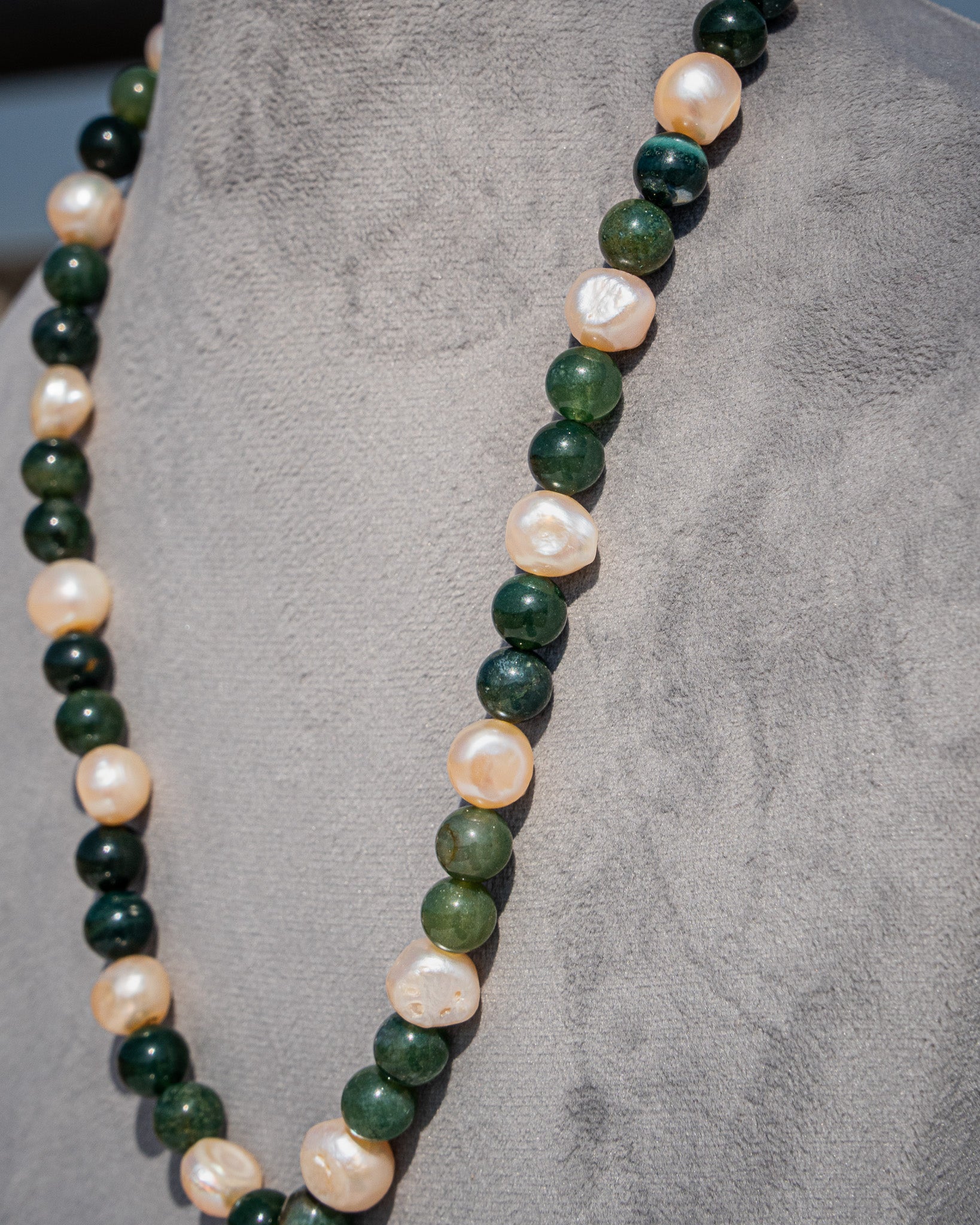 Choker Necklace - (Moss Agate)