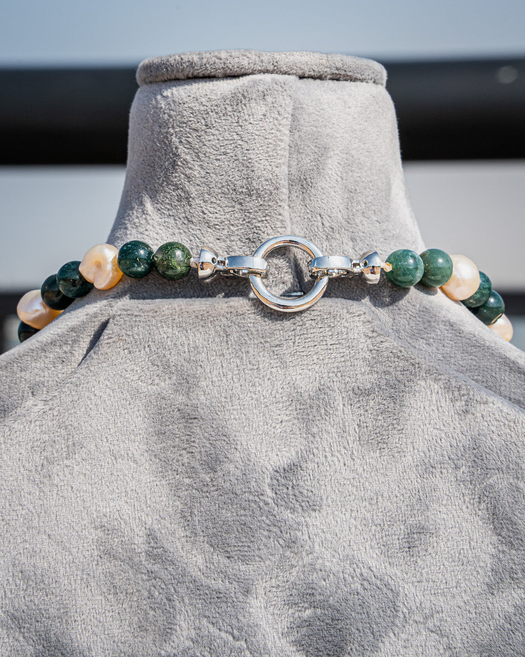 Choker Necklace - (Moss Agate)