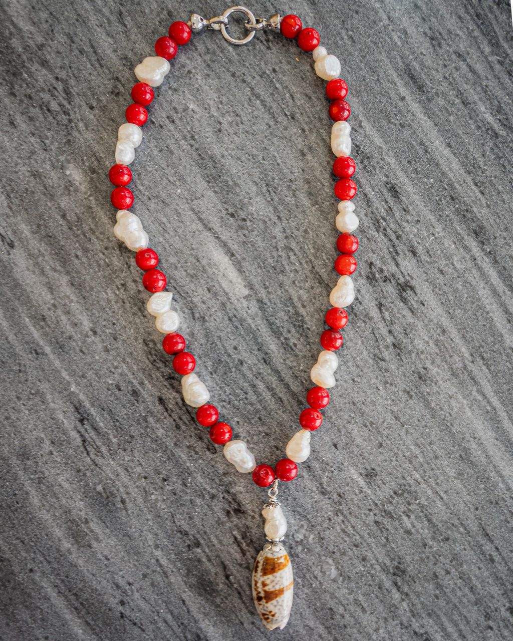 Choker Necklace - (Natural Red Coral)