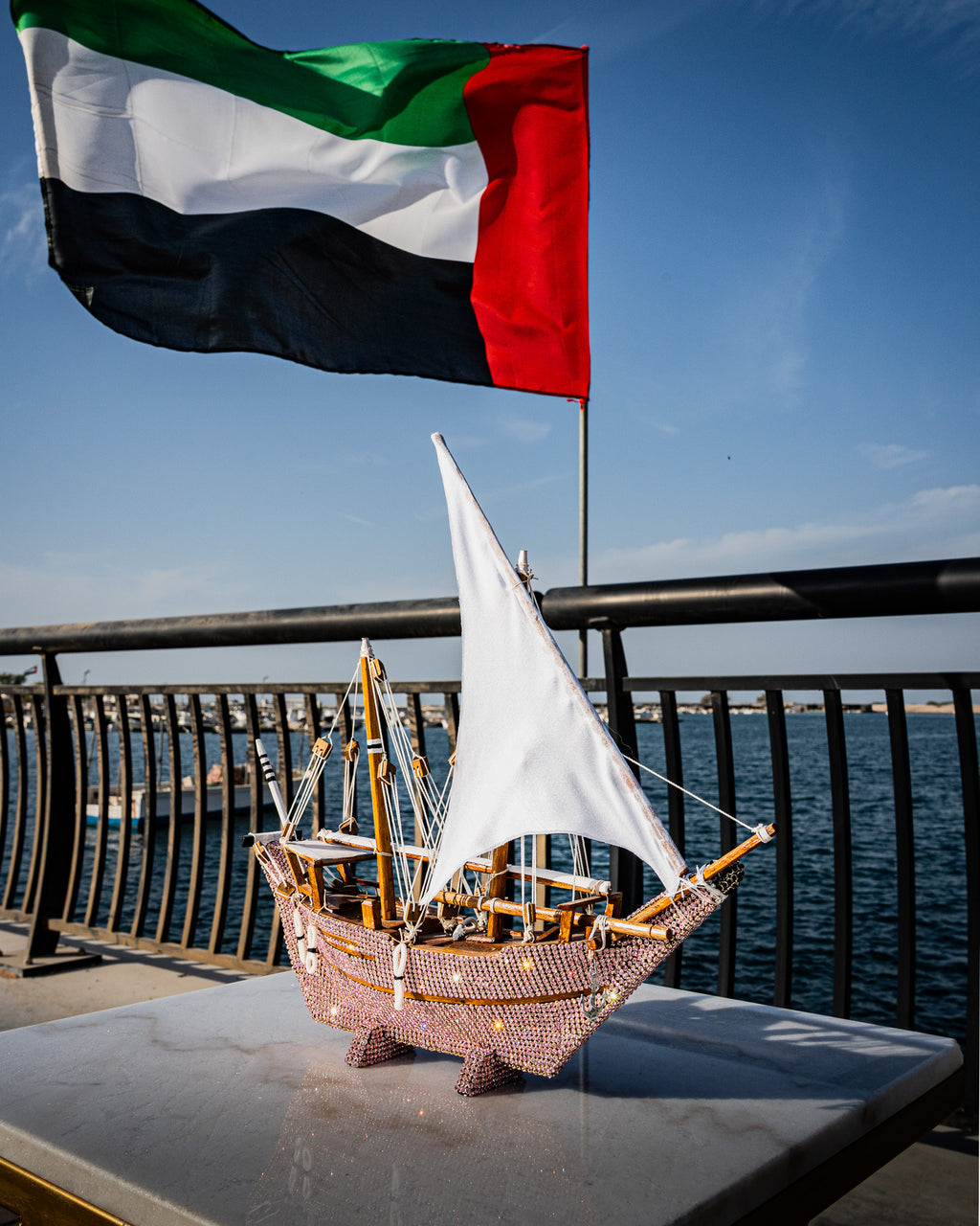 Traditional dhow boat, jeweled pink
