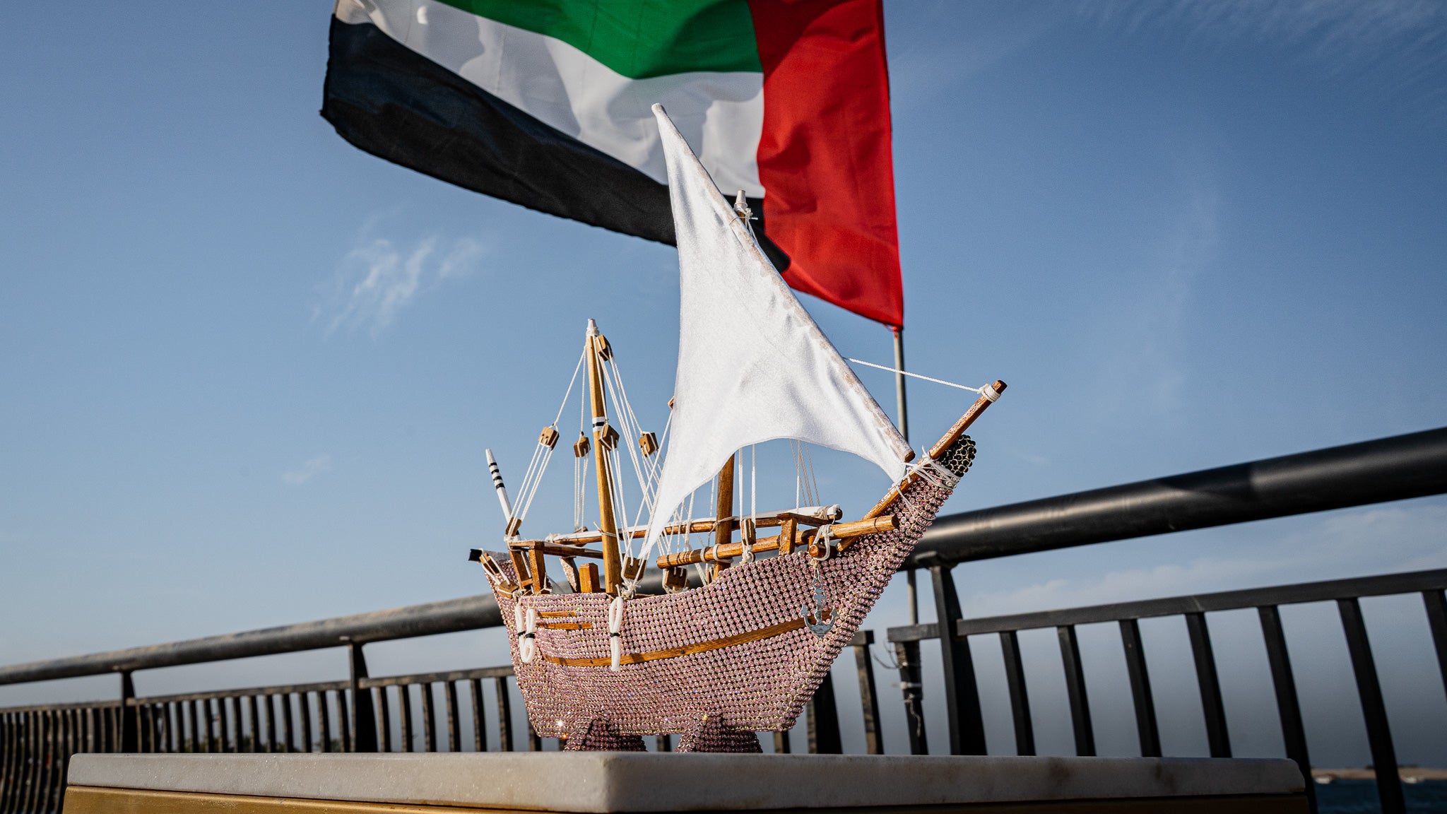 Traditional dhow boat, jeweled pink