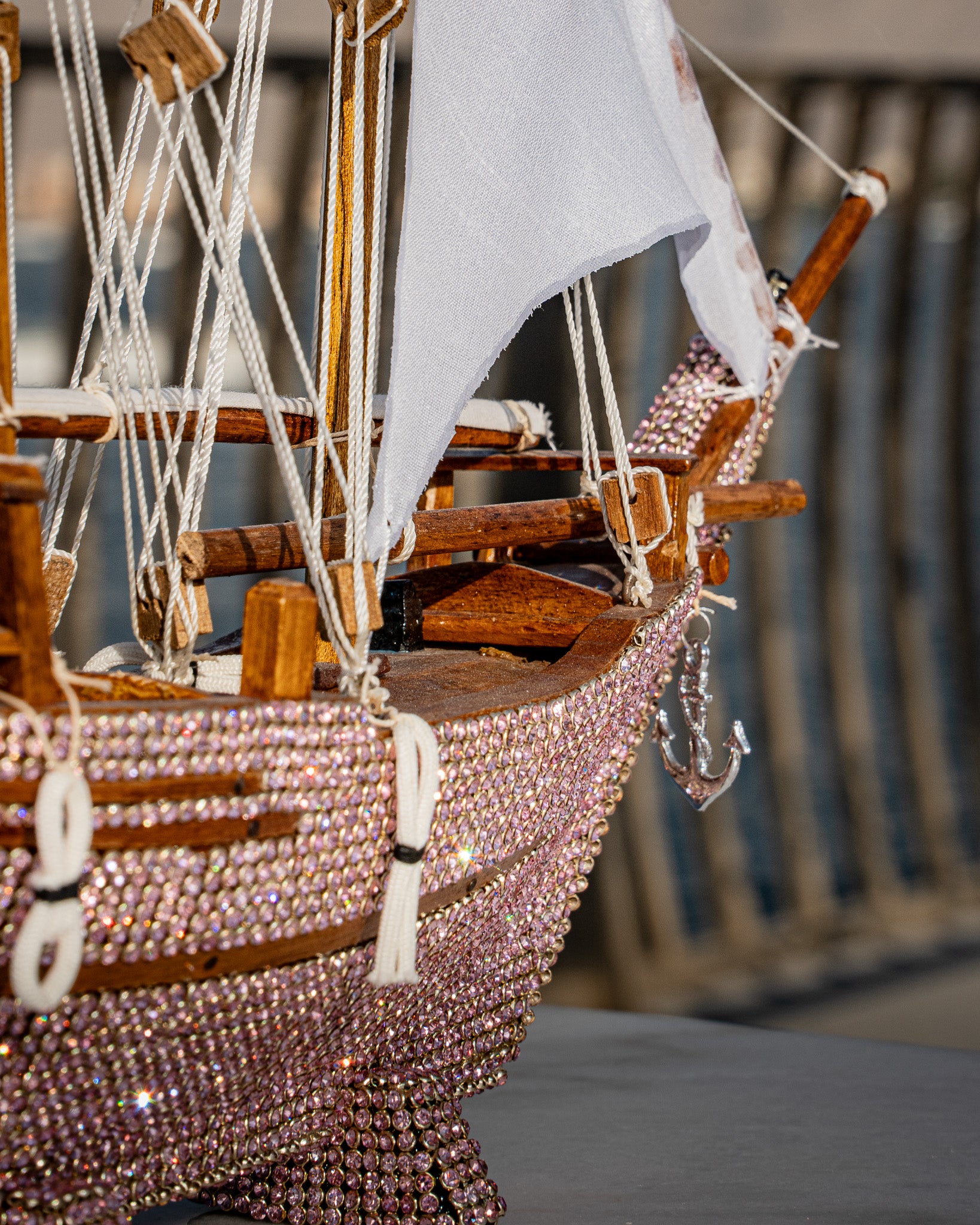 Traditional dhow boat, jeweled pink