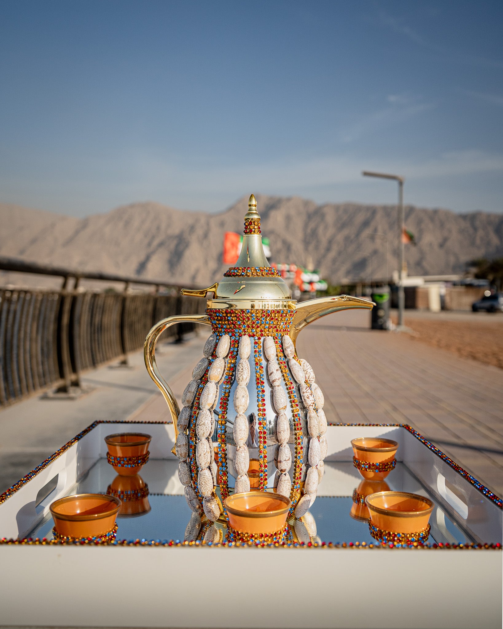 Classic arabic coffee set, jeweled