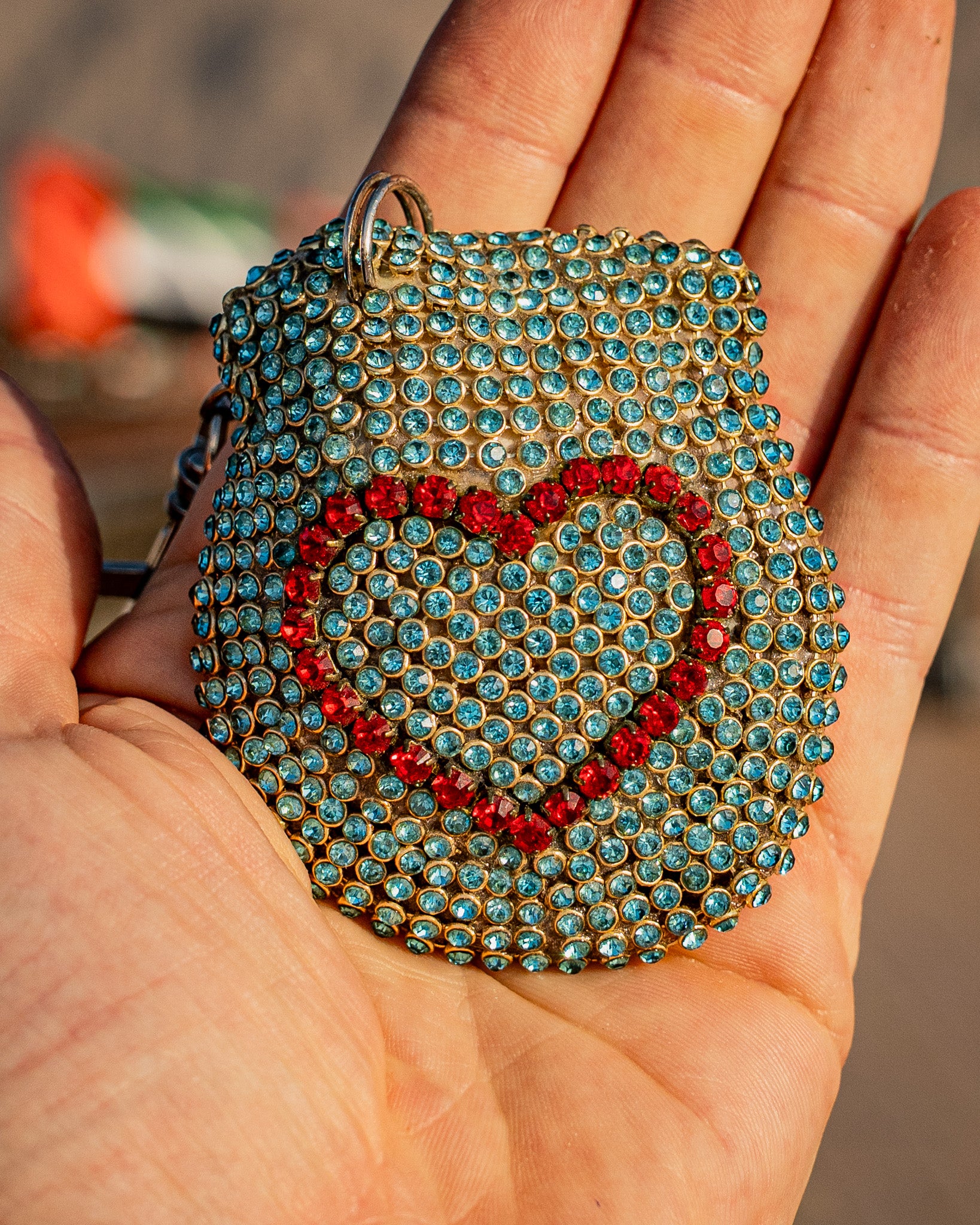 Jeweled Natural UAE mother of pearl oyster keychains ( keyring )