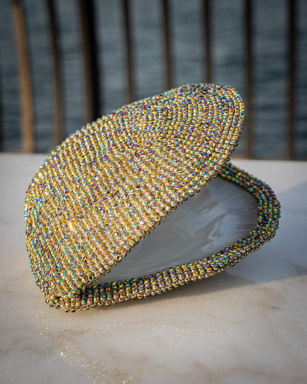 Rare large jeweled mother of pearl oyster