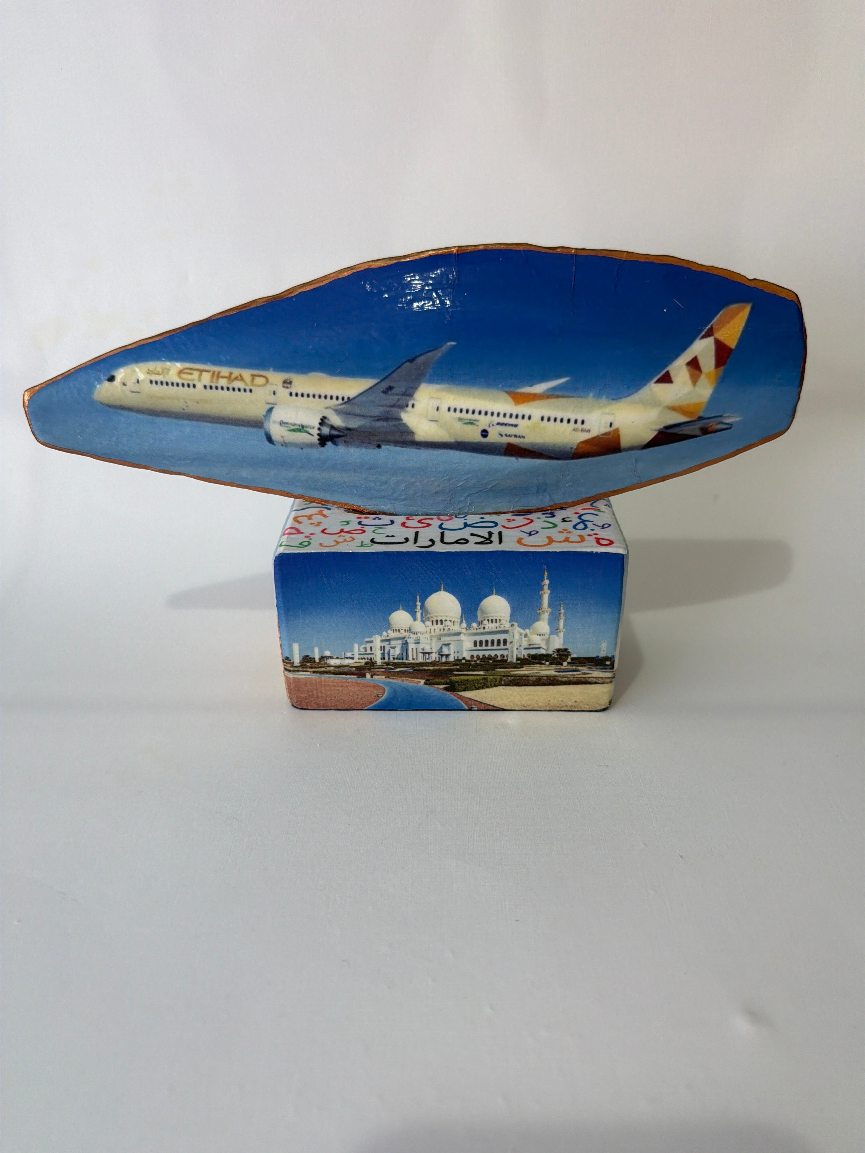 Perfect Cuttlefish Art with wooden stand, Etihad Airways 9”