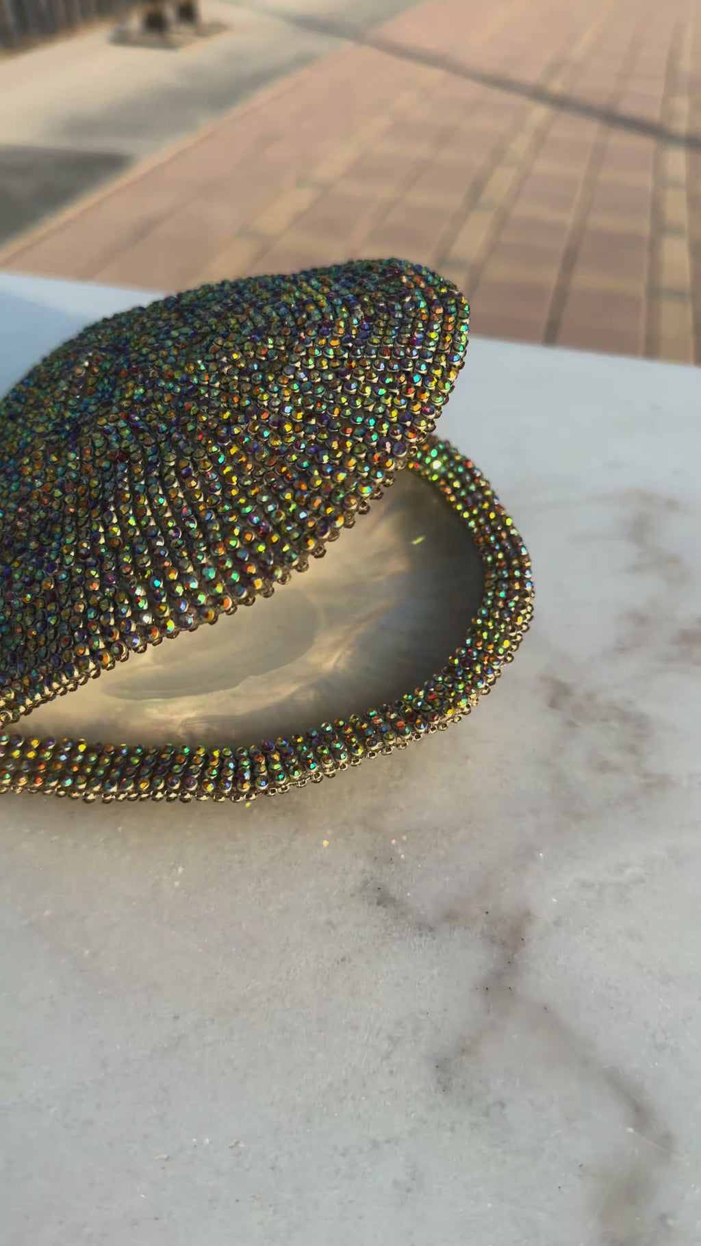 Rare large jeweled mother of pearl oyster