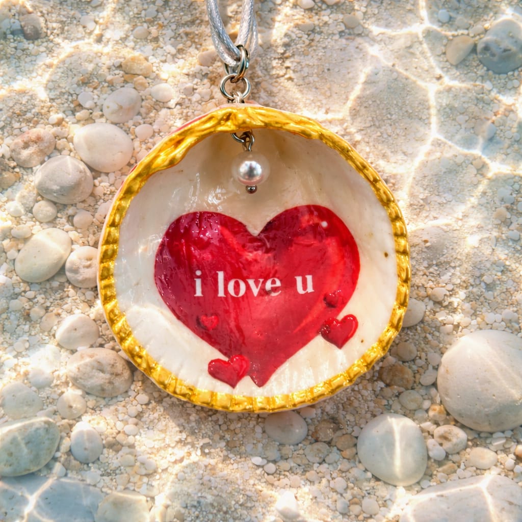 Hand Crafted UAE, Shell & Heart, Necklace.
