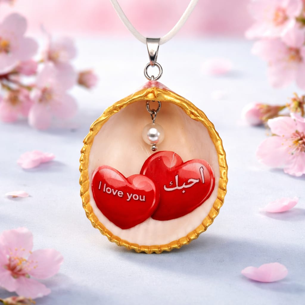 Hand Crafted UAE, Shell & Heart, Necklace.